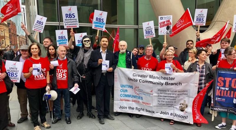 Bank closure protest Afzal Khan MP