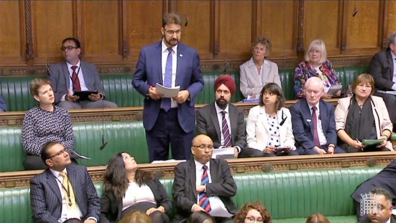 Afzal delivering a speech in the House of Commons