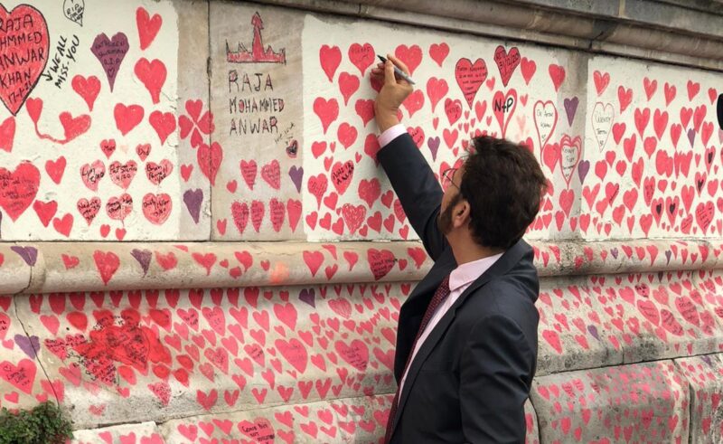 Afzal Khan MP at the Covid Memorial Wall