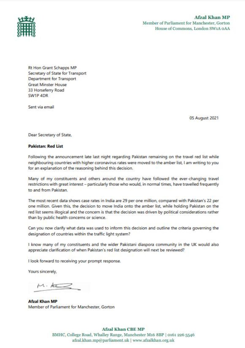 My letter to Grant Shapps, Secretary of State for Transport.