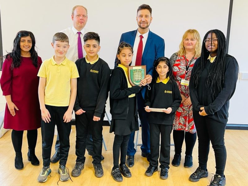 Presenting an award to St Margaret