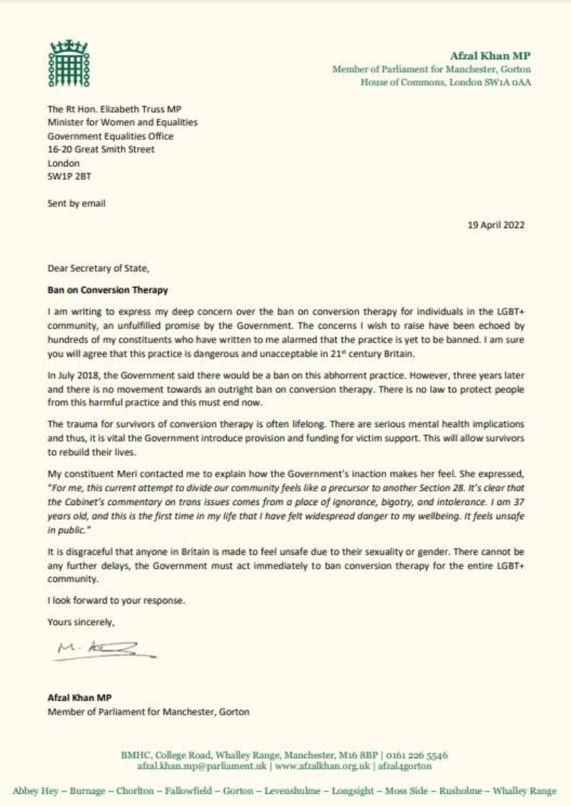 My letter to Liz Truss MP