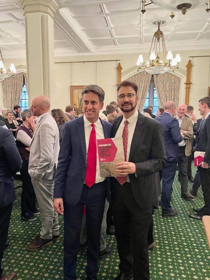 Afzal Khan and Ed Miliband at the Labour Climate and Environment Forum