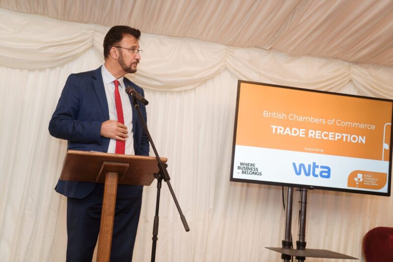 Afzal Khan speaking at the BCC International Trade Reception