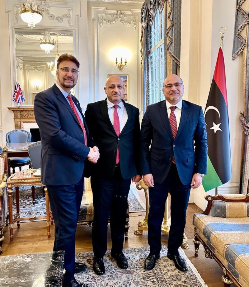 Afzal Khan MP with the Libyan Chargè d’Affaires, Khaled Jweda at the Libyan Embassy in London.