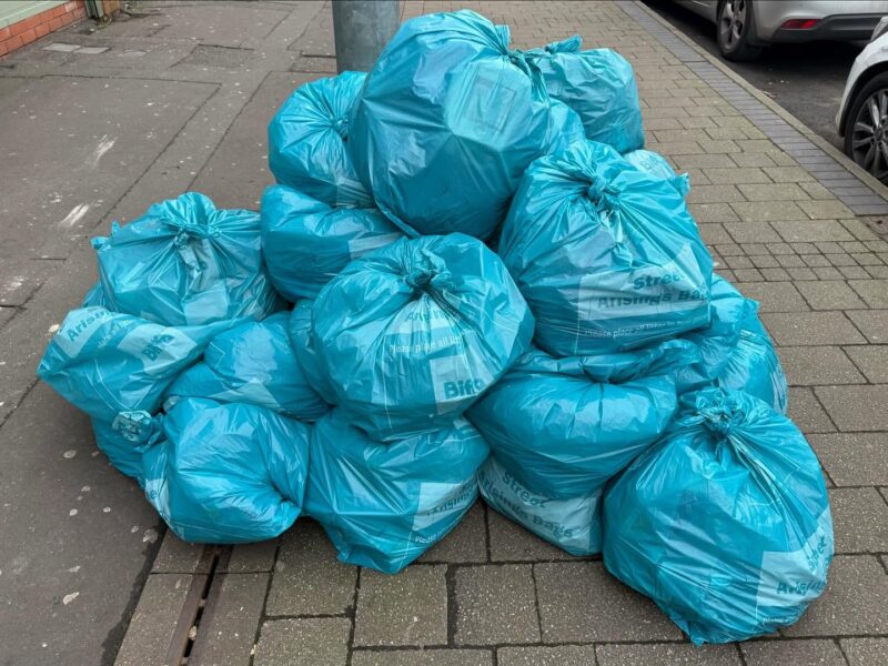 Pile of rubbish bags collected